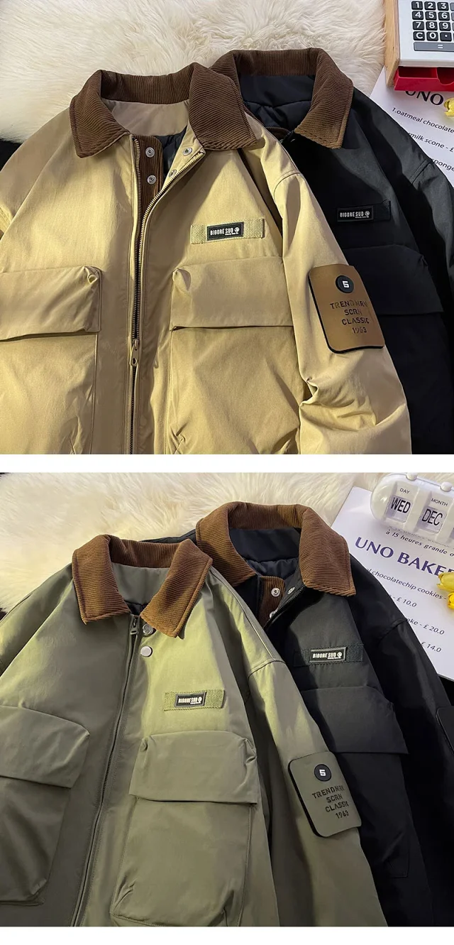 Winter Unisex Retro Japanese Workwear Jacket Detail