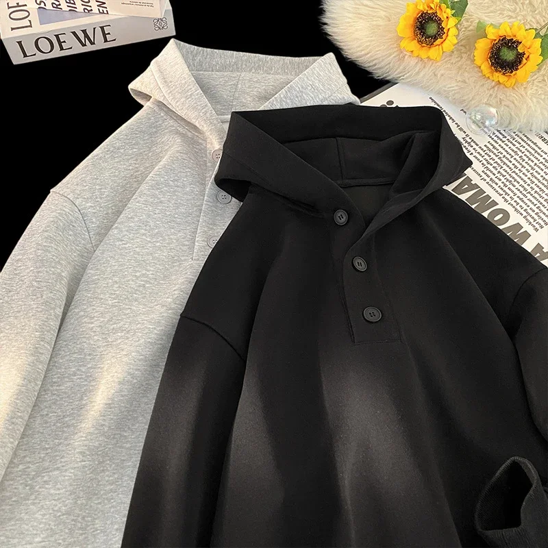 Unisex American Hip-Hop Button Hoodie