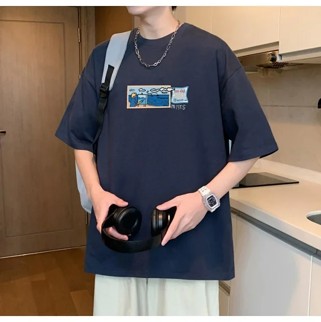 Men's Heavyweight Cotton T-Shirt Plus Size Detail