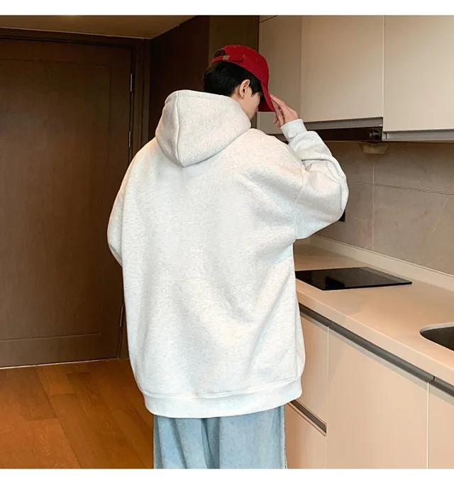 HK Style Men's Oversized Cotton Hoodie Detail