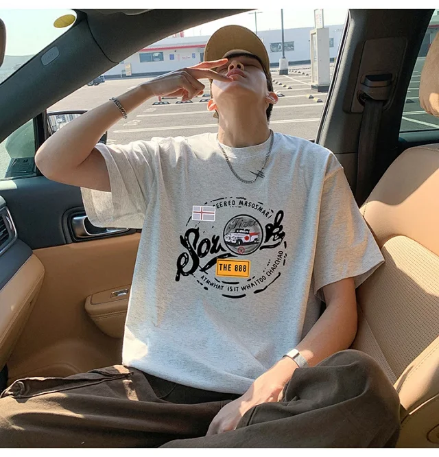 Men's Summer Cotton T-Shirt Loose Fit Detail