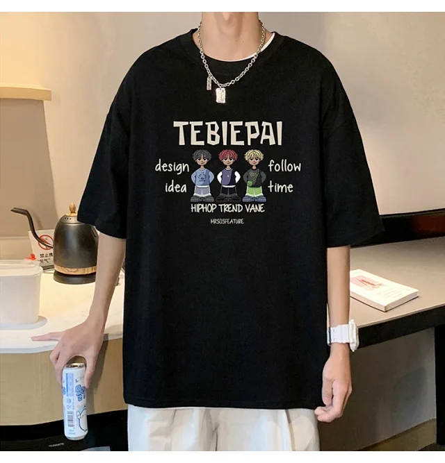Men's Cotton Loose-Fit Sport T-Shirt Summer Detail