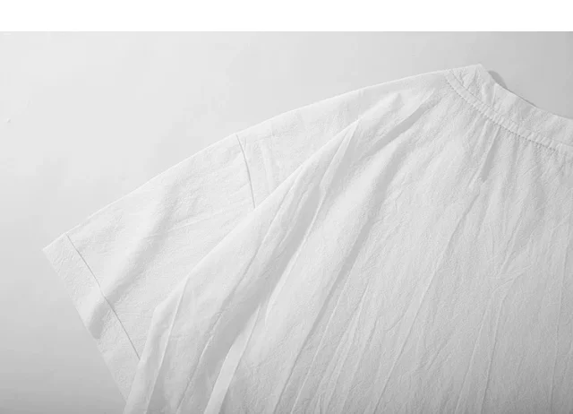 Men's Japanese Style Cotton Linen Tee Detail