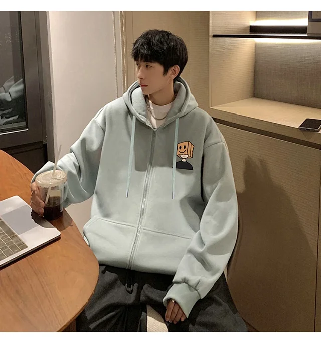 Men's HK Style Oversized Zip Hoodie Detail