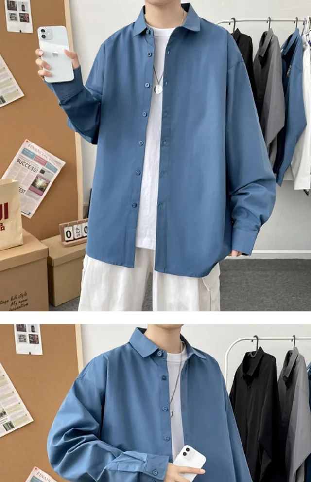 Men's Preppy Autumn Plus Size Shirt Detail