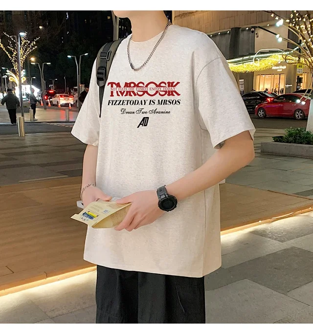 Men's Summer New Loose Crew Neck T-shirt Detail