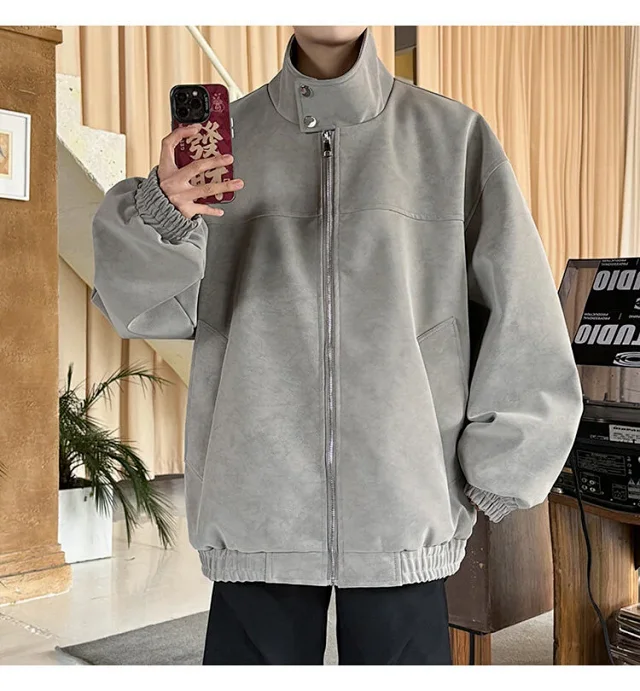 SS2025 Men's Matte Vintage PU Jacket Detail