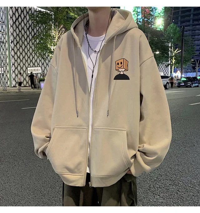 Men's HK Style Oversized Zip Hoodie Detail