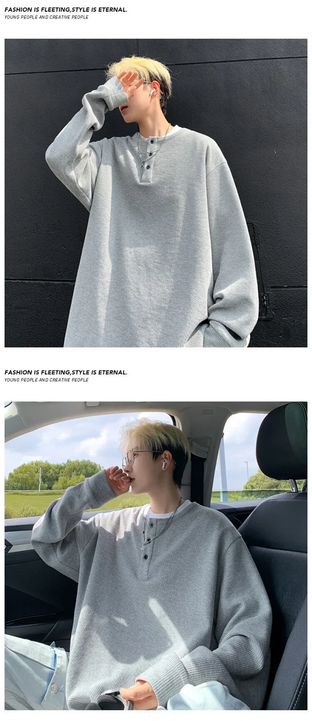 Men's Long Sleeve Waffle Thermal Tee Detail
