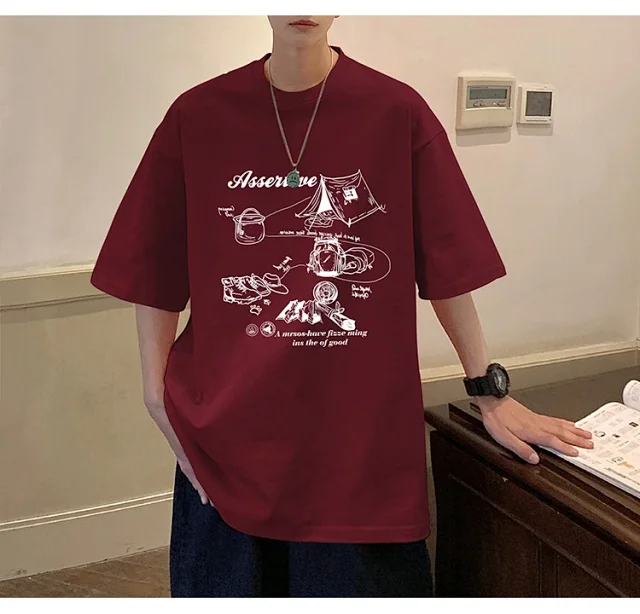 Men's HK Style Oversized Cartoon T-shirt Detail