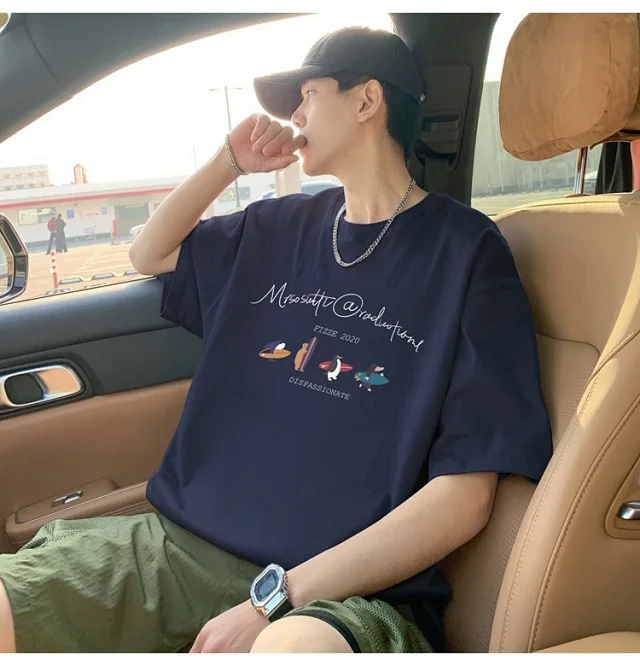 Men's Summer Trendy Oversized Cotton Tee Detail