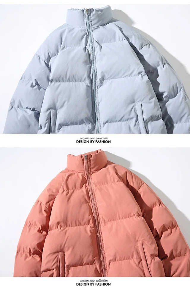 New Men's Simple Solid Winter Puffer Detail