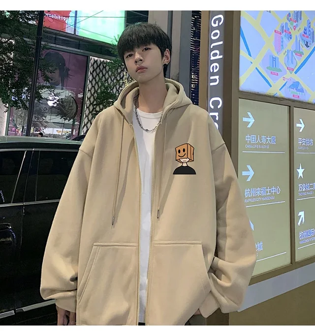 Men's HK Style Oversized Zip Hoodie Detail
