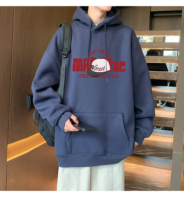 HK Style Men's Oversized Cotton Hoodie Detail