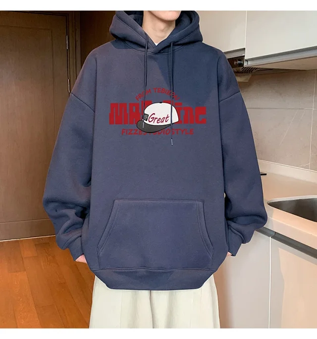 HK Style Men's Oversized Cotton Hoodie Detail