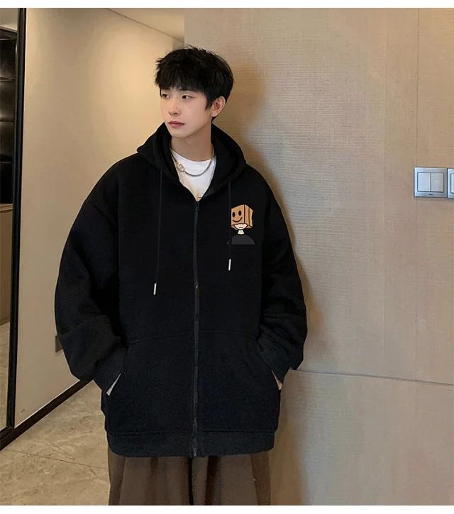 Men's HK Style Oversized Zip Hoodie Detail