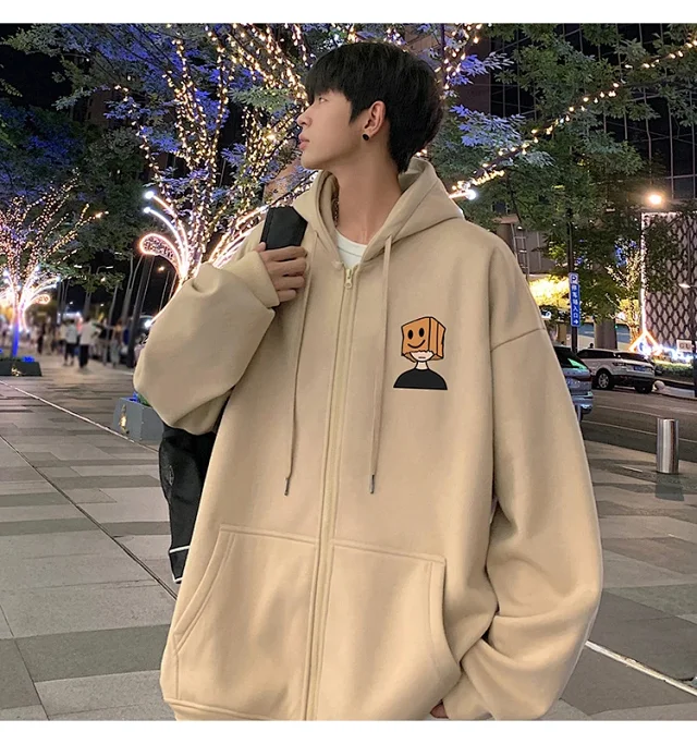 Men's HK Style Oversized Zip Hoodie Detail