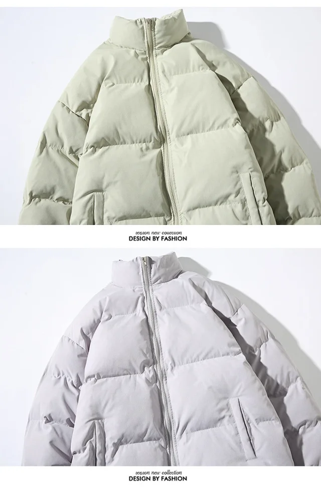 New Men's Simple Solid Winter Puffer Detail