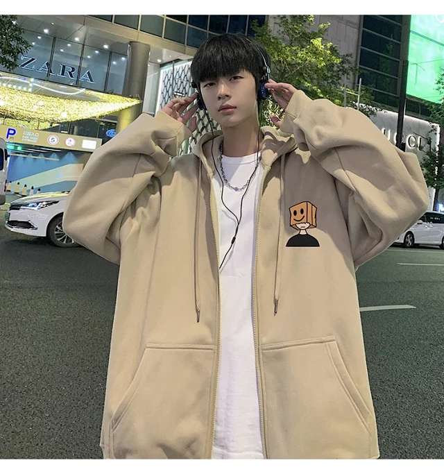 Men's HK Style Oversized Zip Hoodie Detail