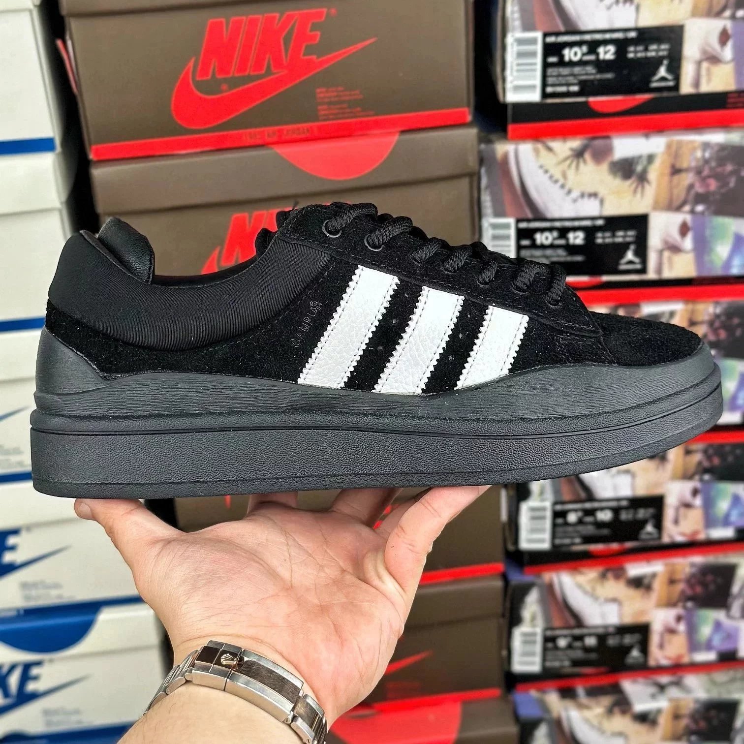 Adidas Forum 84 and Campus — Bad Bunny x Campus Black and White (Black Sole) FZ5827