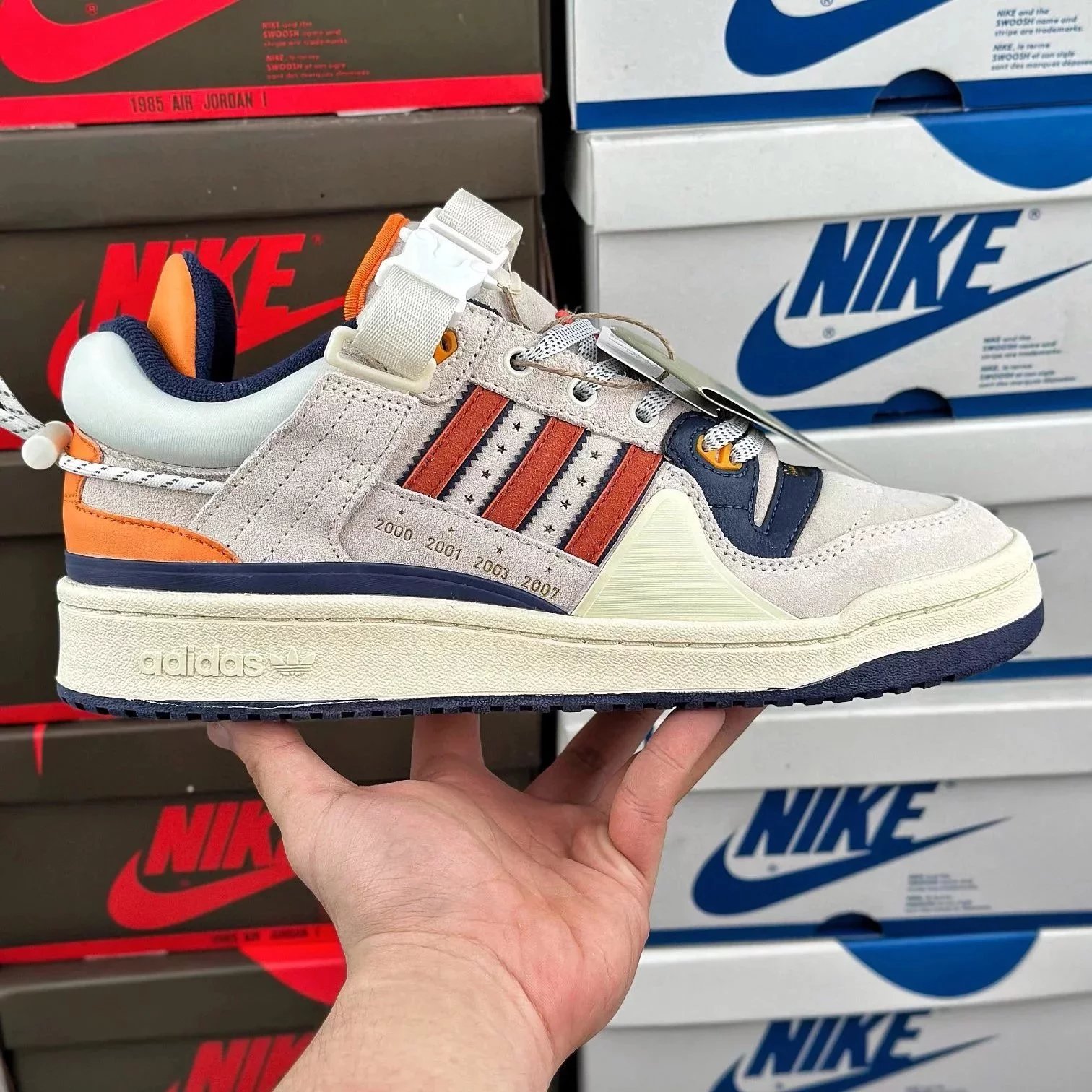 Adidas Forum 84 and Campus — Bad Bunny x Forum 84 Gray-Orange GZ 9796