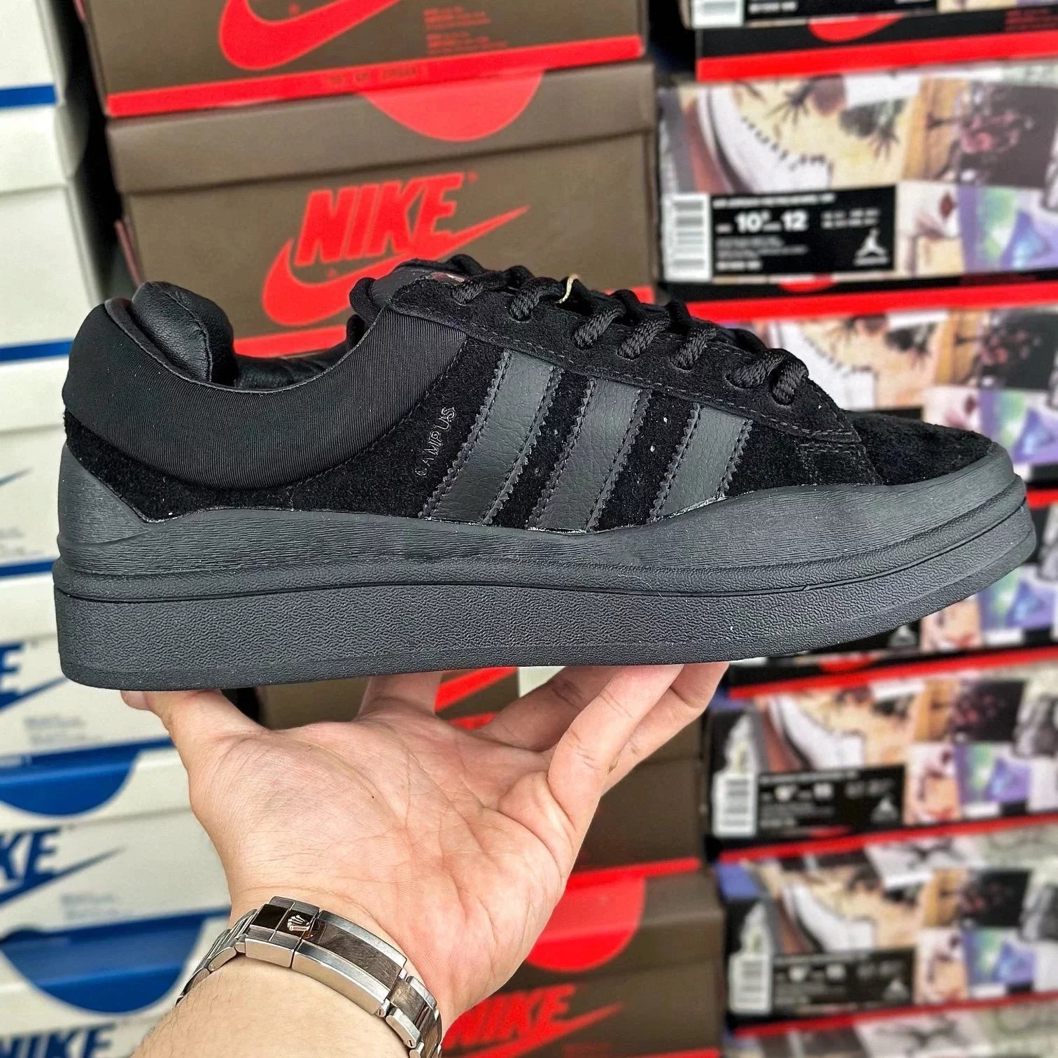 Adidas Forum 84 and Campus — Bad Bunny x Campus All black FZ 5825