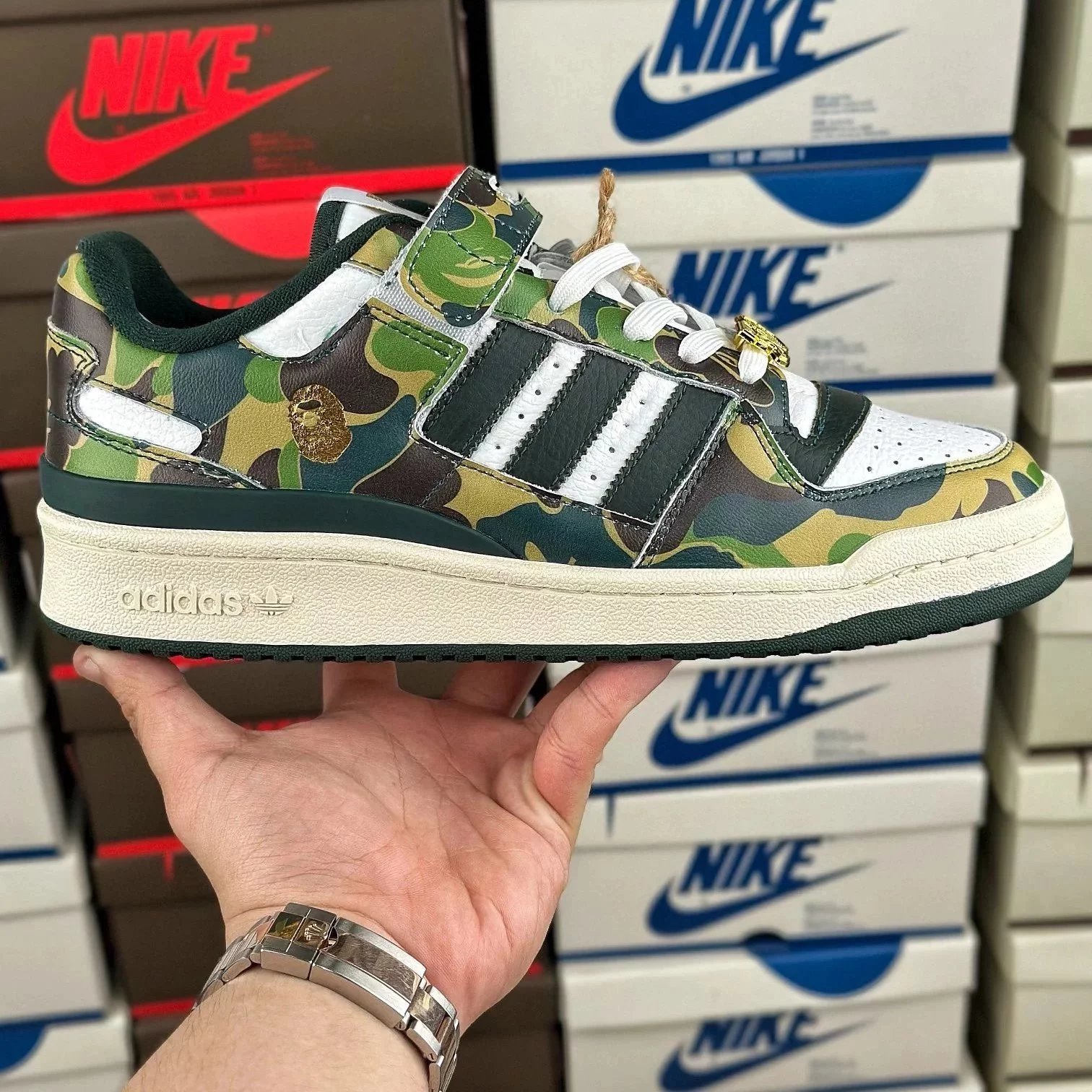 Adidas Forum 84 and Campus — Bape x Forum 84 green ID 4771