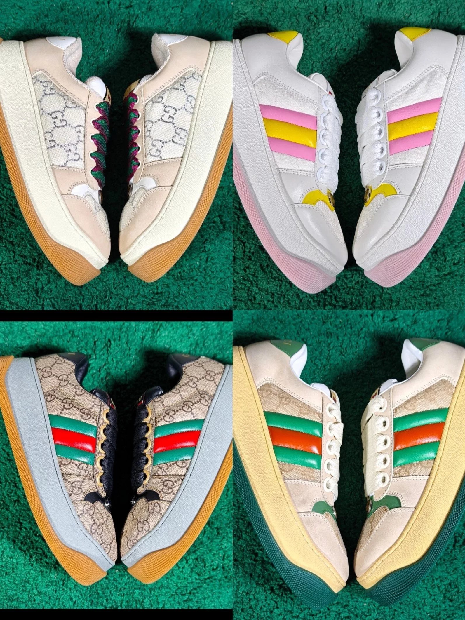 Gucci thick-soled dirty shoes. Pang Ding. Produced by the top factory in Guangdong. Currently, it is the ceiling level in the world. There is a genuine comparison in the details.