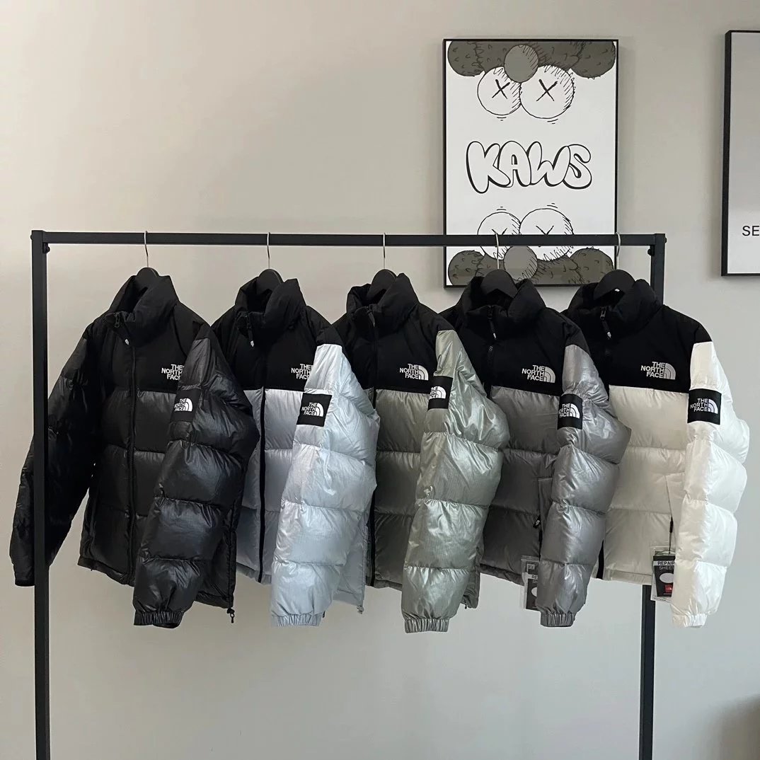 [Top Original] North Face Large Plaid Nuptse Classic/North Face Down Jacket