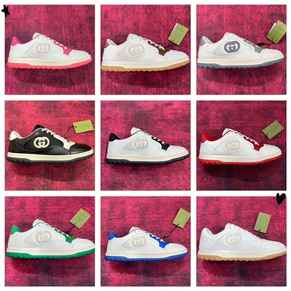 Foshan's top GUCC* G family mac80 sneakers, SF straight hair, white and black/white/silver/white and green, new small dirty shoes, same style for couples, dirty shoes, men's shoes, women's shoes