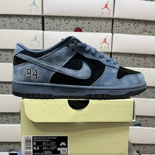 Supreme x Nike SB Dunk Low OG QS Ocean Fog / Black Sneakers Skateboard Shoes - 1