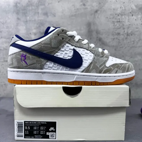 Nike SB Dunk Low PRM RL Pure Platinum / Deep Royal Blue / Platine Pur / Blue Royal Pac Sneakers Skateboard Shoes - 1