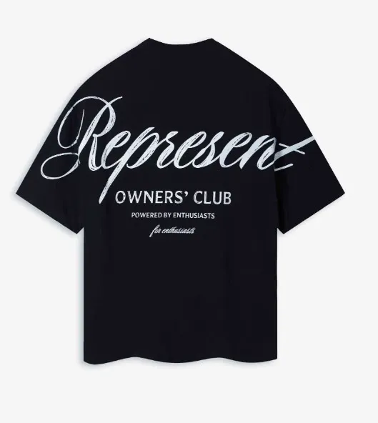 Represent Owners' Club Script Print Black T-Shirt - 1