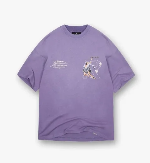 Design Graphic Print Lavender Oversized T-Shirt - 1