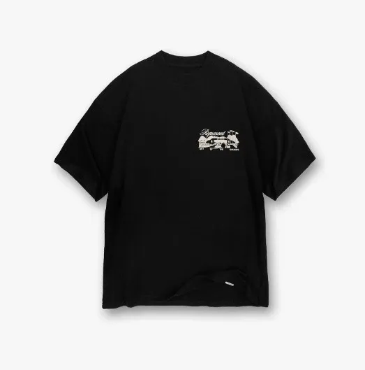 Design Graphic Print Black Oversized T-Shirt - 1