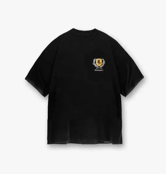 Represent Shield Logo Black Oversized T-Shirt - 1