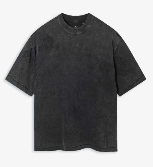 Design Acid Wash Black Oversized T-Shirt - 1