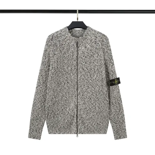 Stone Island Knit Zip-Up Cardigan Gray - 1