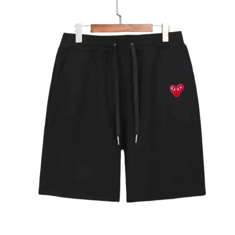 CDG Play Comme des Garçons Red Heart Embroidered Casual Mid-Length Sweatshorts