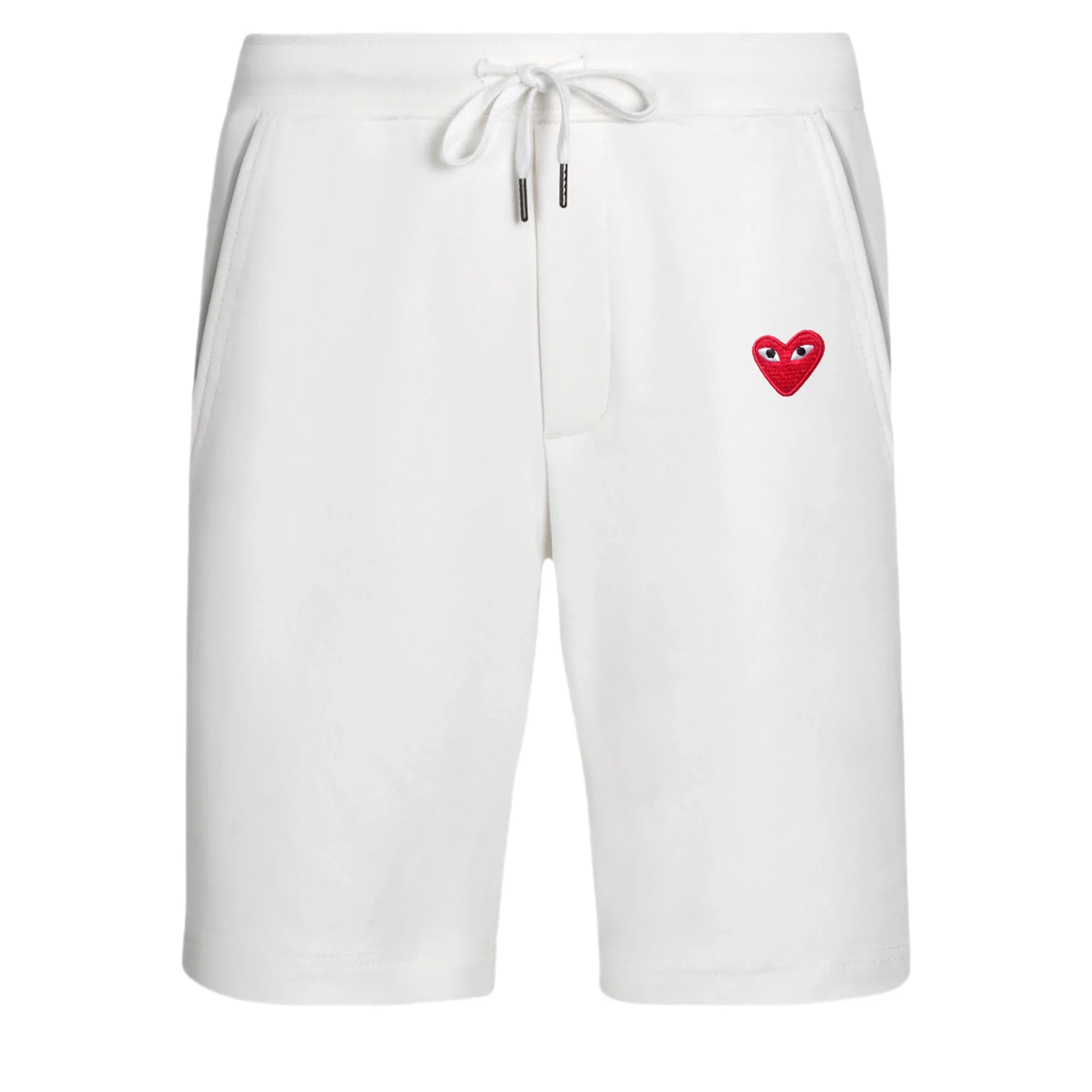 CDG Play red heart white shorts