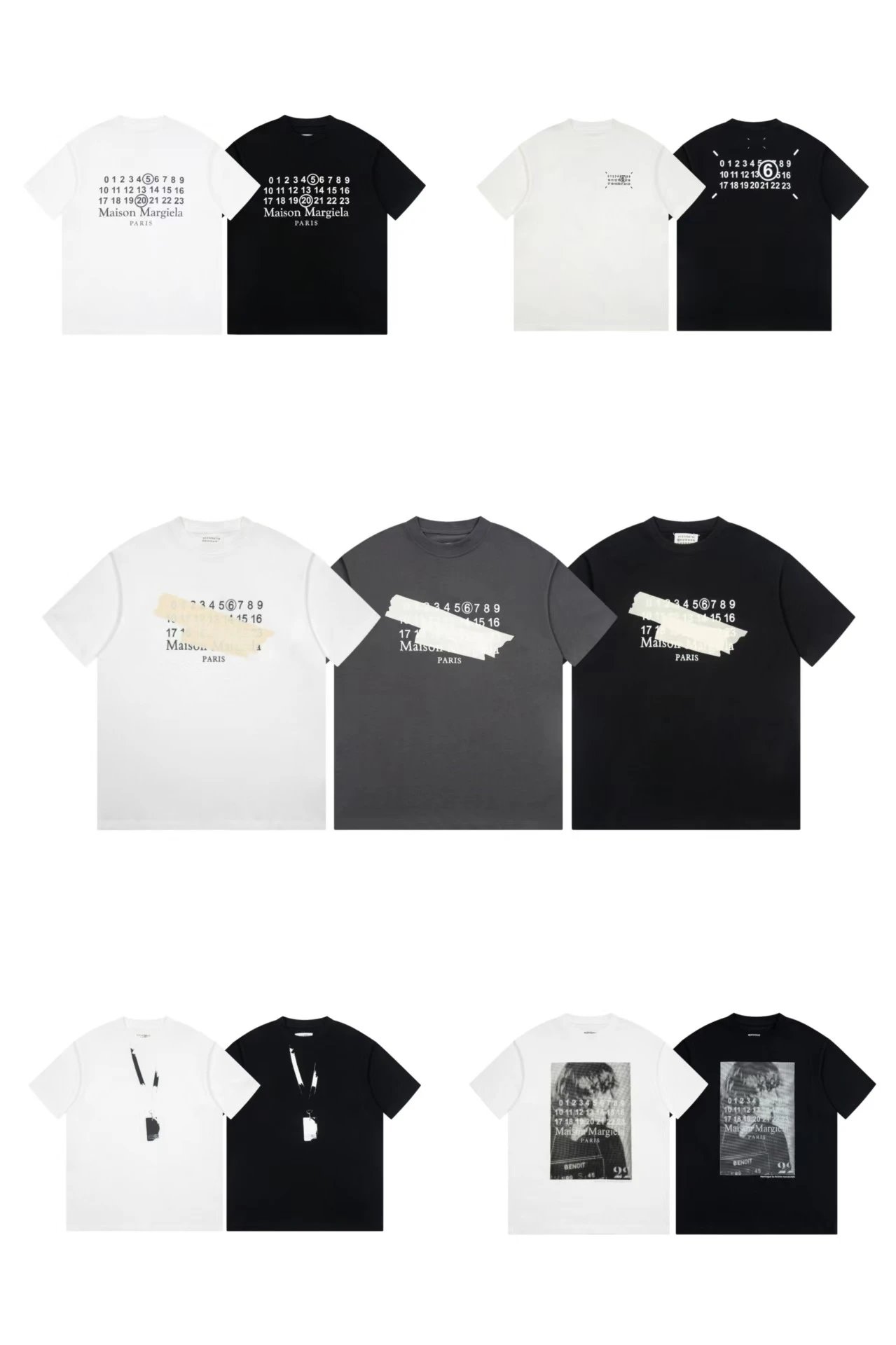 Maison Margiela Numbered Grid White T-Shirt - 5