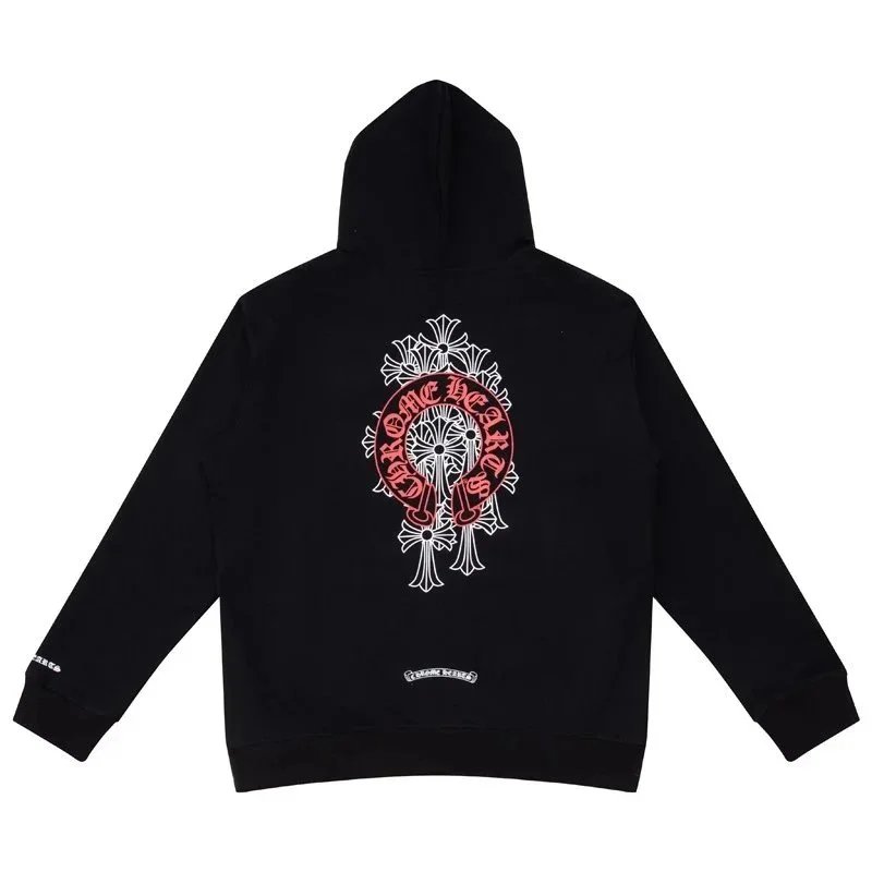 Chrome Hearts Black Hooded Zip-Up Jacket with Cross Graphic