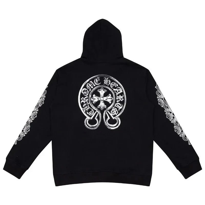 Chrome Hearts Cross Logo Pink Print Black Hoodie - 10