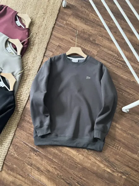 Lacoste Classic Crewneck Sweatshirt Charcoal Gray Hoodie - 1