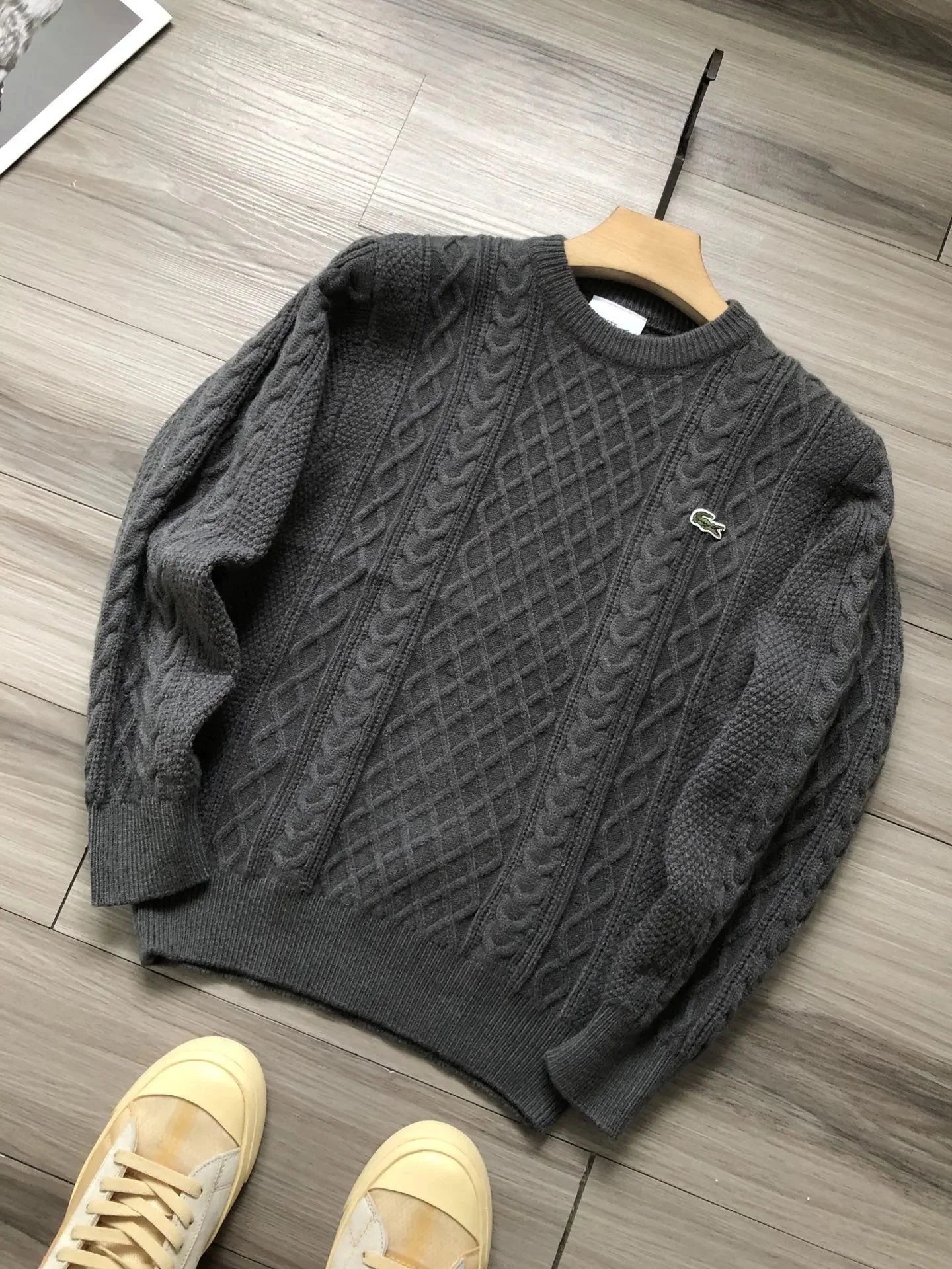 Lacoste Cable Knit Sweater Gray - 1