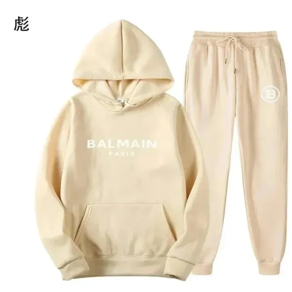 Balmain Paris Beige Hoodie and Sweatpants Set - 1