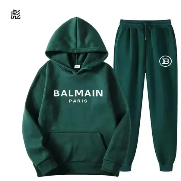 Balmain Paris Hoodie and Sweatpants Set Forest Green Tracksuit - 1