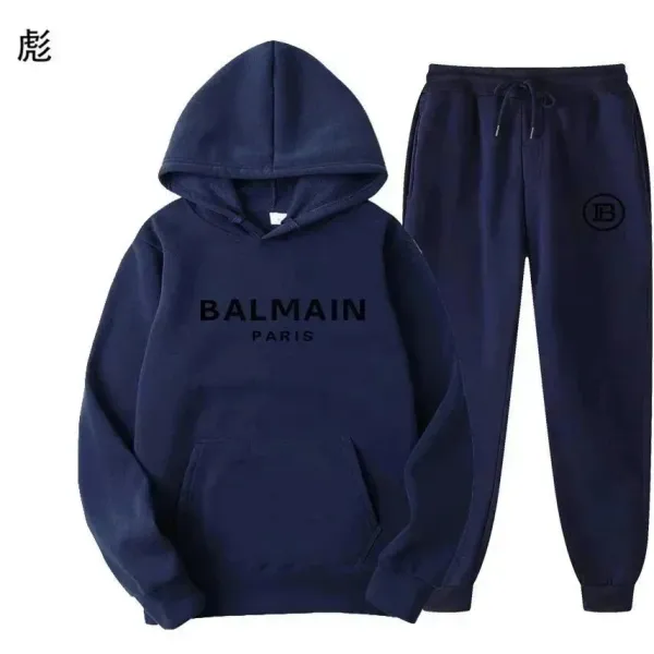 Balmain Paris Hoodie and Sweatpants Set Navy - 1