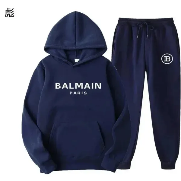 Balmain Paris Hoodie and Sweatpants Set Navy - 1