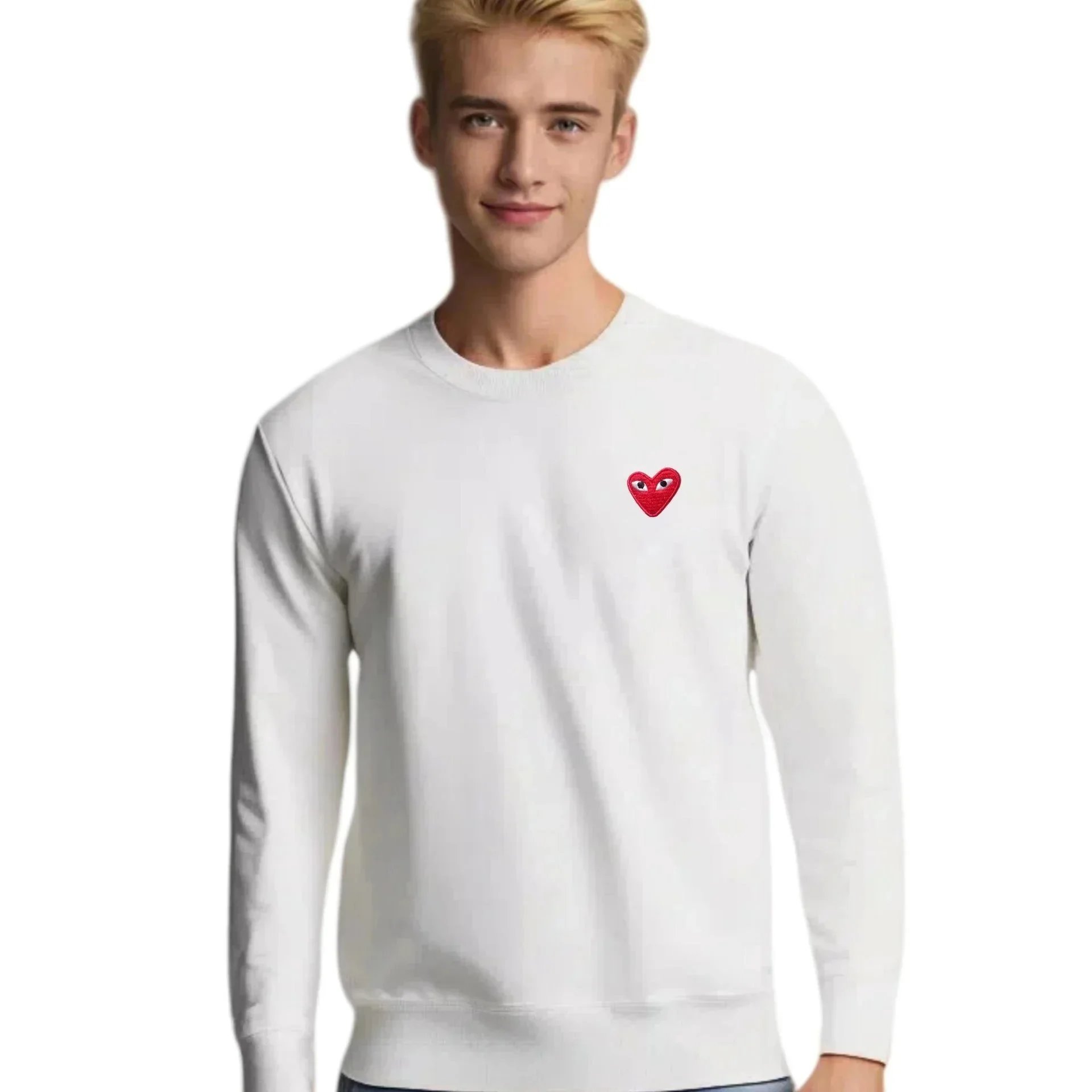 Play Comme des Garçons Red Heart Embroidered Black Sweater - 3